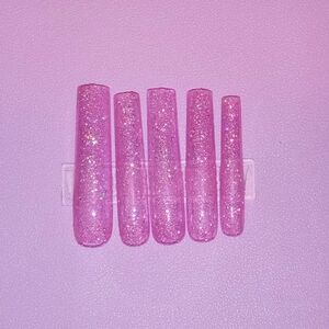 10pcs 3XL Square Pink Multicolor Glitter Press on Nails | Gel-X Press on Nails